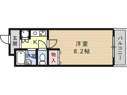 西灘駅前ハイツ(1K/3階)の間取り写真