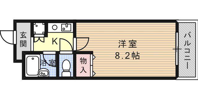 西灘駅前ハイツ(1K/2階)の間取り写真