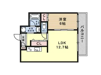 モンテルーチェ甲南(1LDK/6階)の間取り写真