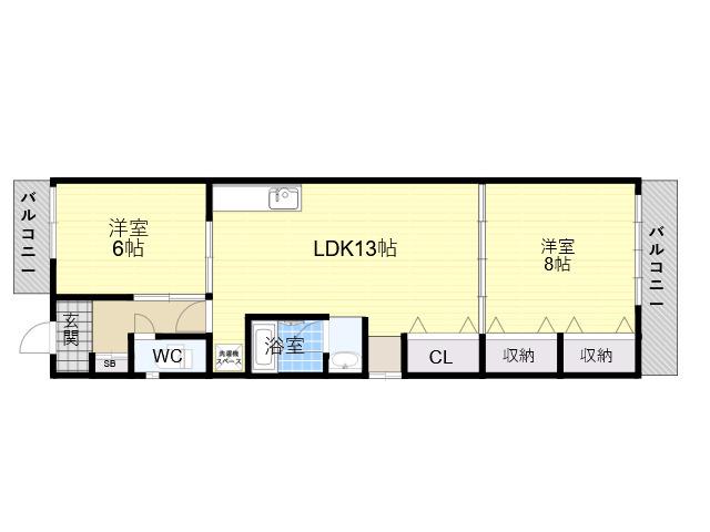 サンパレス倉石(2LDK/3階)の間取り写真