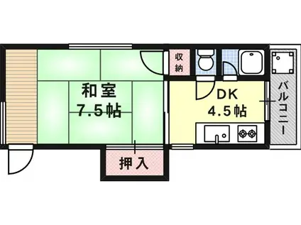 田中ハイツ(1DK/3階)の間取り写真