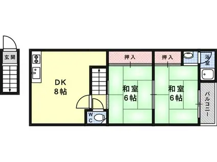 ビーコート青谷(2DK/2階)の間取り写真