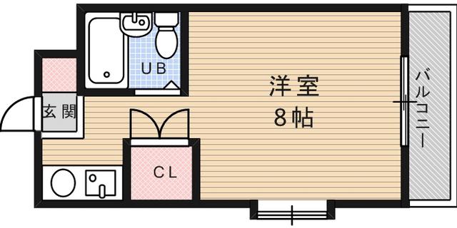 ルーブル西灘(ワンルーム/2階)の間取り写真
