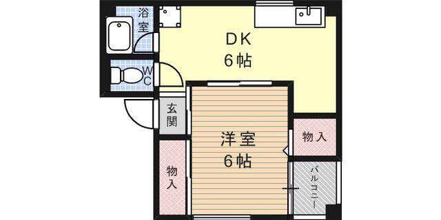 ハイツ片岡(1DK/4階)の間取り写真