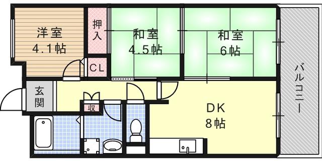 プロスペリテ神戸(3DK/7階)の間取り写真