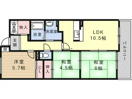 ハートランド甲南(3LDK/12階)の間取り写真