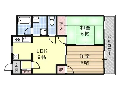 ヴィンテージ御影(2LDK/1階)の間取り写真