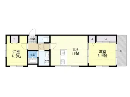 シャレー六甲(2LDK/2階)の間取り写真