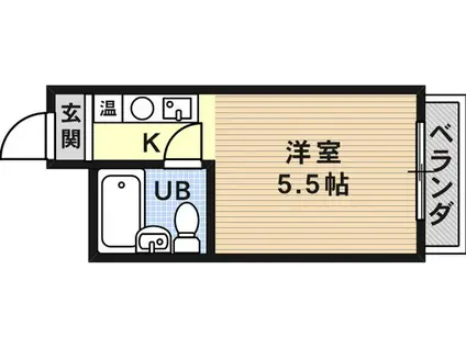 ライフピアモア六甲(ワンルーム/2階)の間取り写真