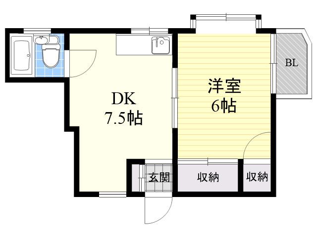泉ハイツ(1DK/3階)の間取り写真