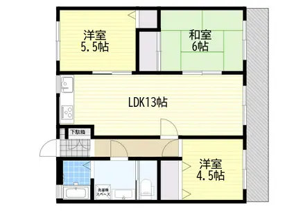 六甲篠原マンション(3LDK/6階)の間取り写真