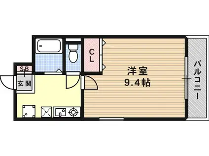シティコート六甲(1K/2階)の間取り写真