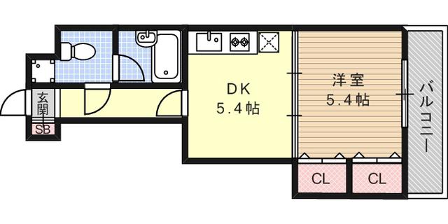 エスペランサ御影Ⅱ(1DK/2階)の間取り写真