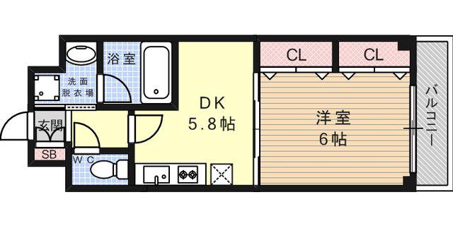 エスペランサ御影Ⅱ(1DK/5階)の間取り写真