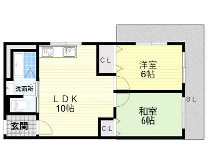 ハッピーコート魚崎(2LDK/7階)の間取り写真