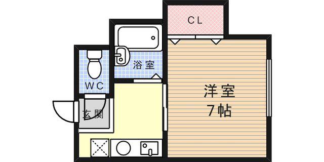 峰住吉ハイツ(1K/3階)の間取り写真