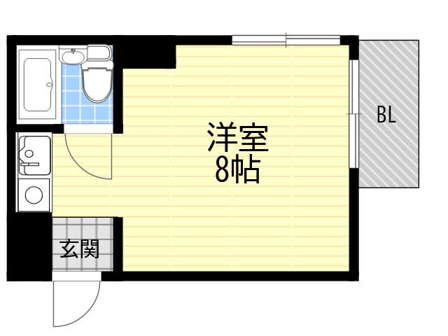 メモリーハイム(1K/1階)の間取り写真