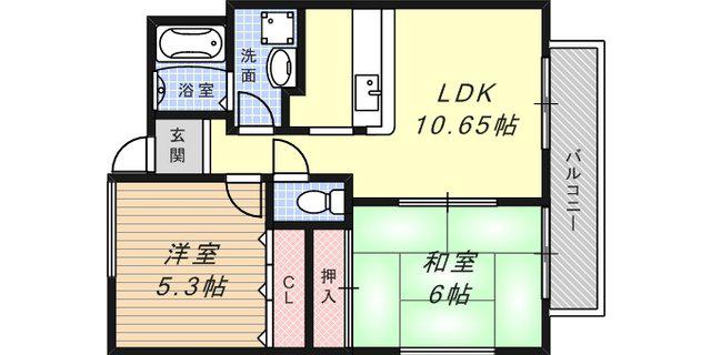 グリーングラス魚崎(2LDK/3階)の間取り写真