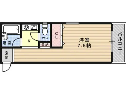 サニーヒル六甲(ワンルーム/1階)の間取り写真