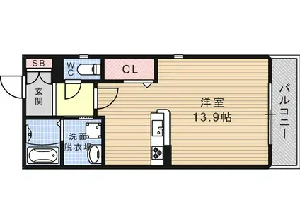 CERISE岡本(1K/3階)の間取り写真