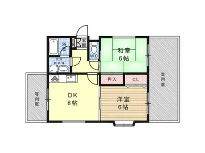 六甲ハイム(2DK/1階)の間取り写真