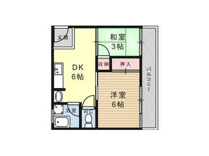 第二横田マンション(2DK/5階)の間取り写真