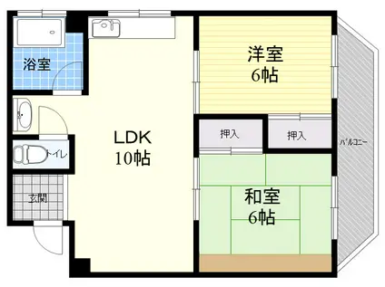 第二横田マンション(2LDK/4階)の間取り写真
