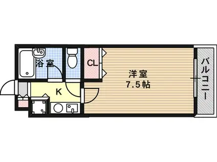 シャトラン弓木壱番館(1K/1階)の間取り写真