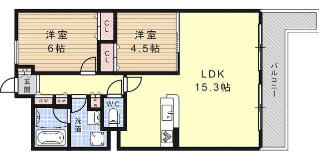 リブレ御影(2LDK/2階)の間取り写真
