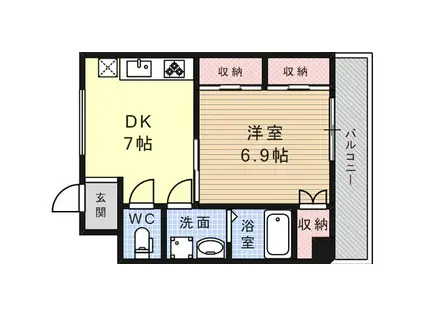 ネオンビル(1DK/2階)の間取り写真