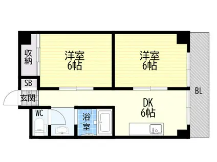 灘ロイヤルハイツ(2DK/4階)の間取り写真