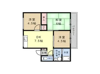 レトア大石Ⅱ(3DK/1階)の間取り写真