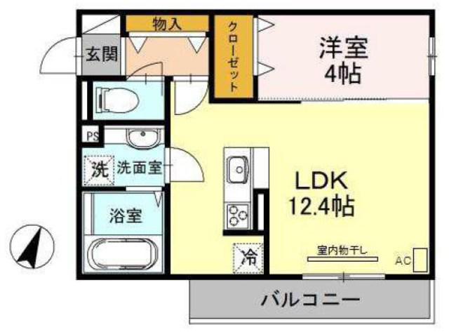 ディアコート住吉本町(1LDK/2階)の間取り写真