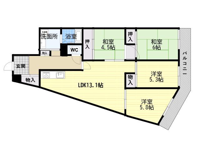 シャルマンコーポ御影3号棟(4LDK/1階)の間取り写真
