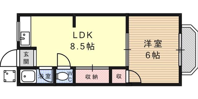 魚崎荘(1LDK/2階)の間取り写真