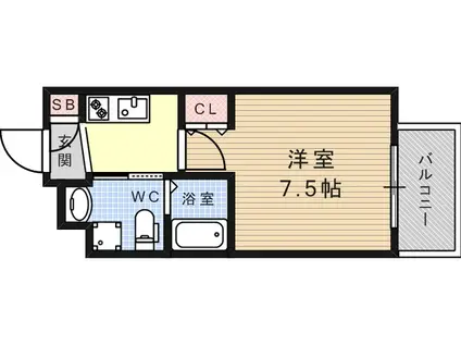 WALK ONE MINUTES王子公園(1K/6階)の間取り写真