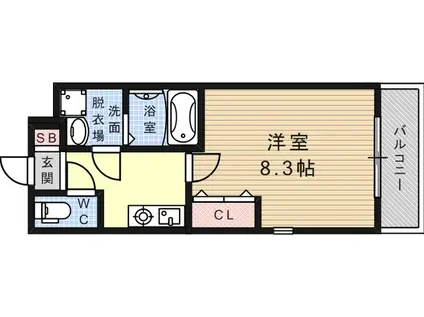 グランデ六甲道(1K/2階)の間取り写真