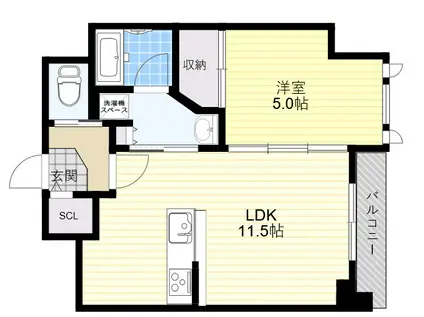 LAFFICE住吉本町(1LDK/2階)の間取り写真