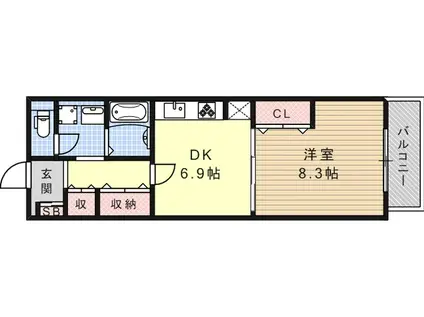 アクア灘(1DK/5階)の間取り写真