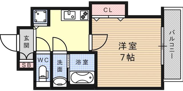 LUXE芦屋南(1K/3階)の間取り写真