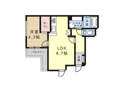 ブルーノ篠原中(1LDK/3階)の間取り写真