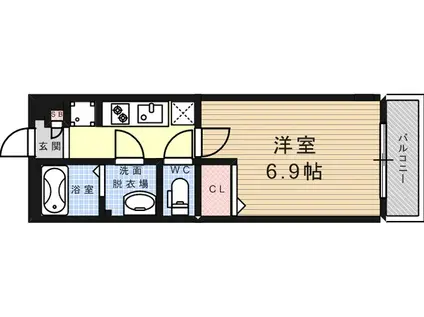 リブリ・FOR DEAREST 灘(1K/3階)の間取り写真