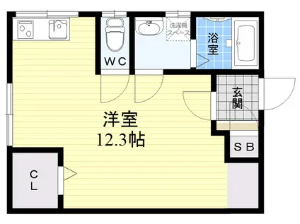 赤坂ハイツ(ワンルーム/1階)の間取り写真