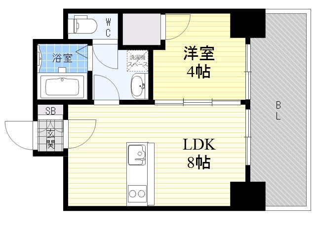 ブエナビスタ神戸イースト(1LDK/5階)の間取り写真