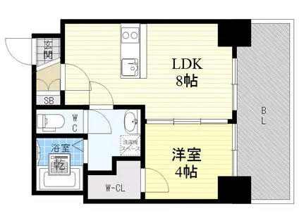 ブエナビスタ神戸イースト(1LDK/8階)の間取り写真