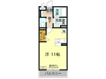 ローズコート芦屋(ワンルーム/2階)の間取り写真
