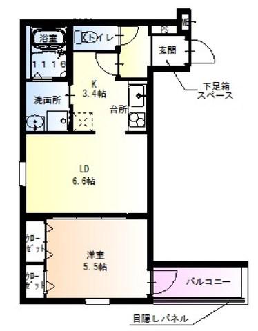 フジパレス東灘3番館(1LDK/2階)の間取り写真