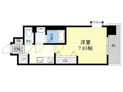 LUXE東灘(1K/4階)の間取り写真