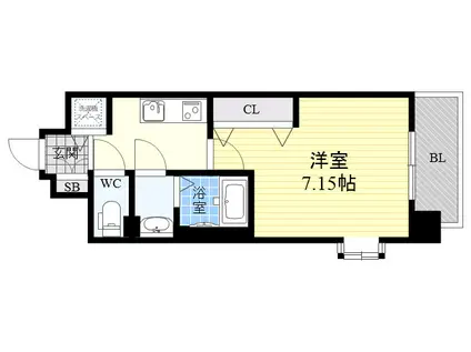 LUXE東灘(1K/3階)の間取り写真