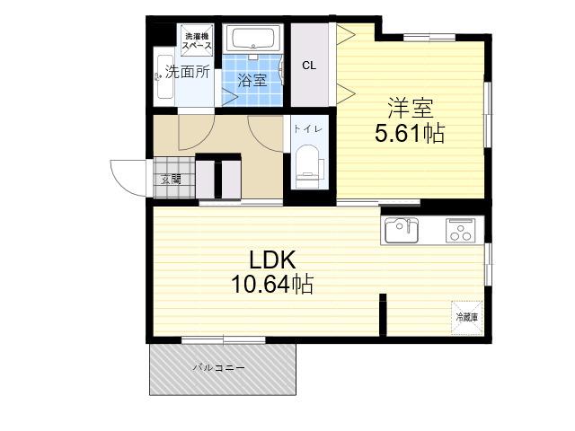 ベラフォレスタ(1LDK/2階)の間取り写真